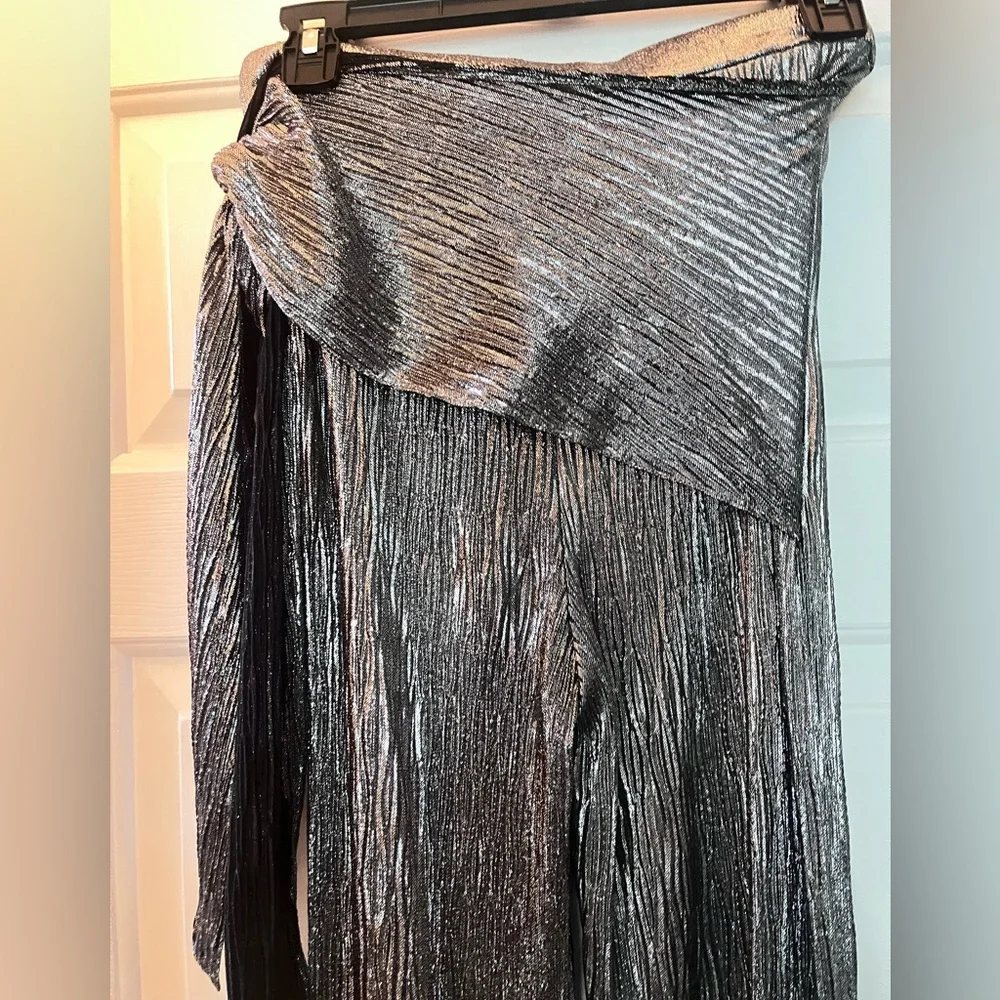 Zara Metallic Silver Wrap Pants - Picture 11 of 16